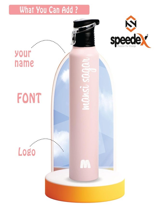 Speedex Stainless Steel Custom Pink Water Bottle 1 Ltr with Sipper Cap - Leak-Proof, Lightweight, Durable | For Kids, Adults, Office, School, and Travel Use (1000 ml) - Image 3